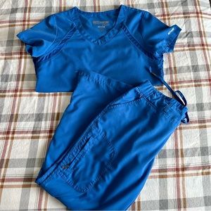 TWO Pairs Grey’s Anatomy Royal Blue Scrubs + 1 BNWT top